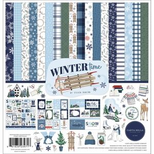 Carta Bella Wintertime Collection Kit 12x12 Scrapbook Paper Stickers Made in USA